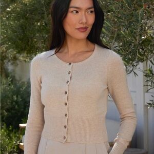 Jenni Kayne Beige Button-Up Cardigan